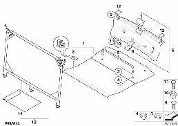 Plancher coffre arr/Seuil chargem./Filet diagram for BMW 1 Series E87 LCI 120i