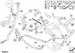 HYDRO STEERING-OIL PIPES diagram for BMW 5 Series E60 LCI 540i