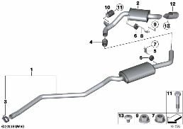 EXHAUST SYSTEM, REAR diagram for BMW 1 Series E88 118d