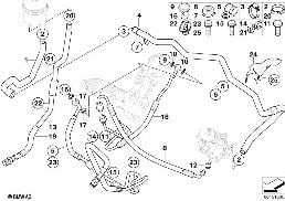 HYDRO STEERING-OIL PIPES diagram for BMW 5 Series E60 LCI 540i