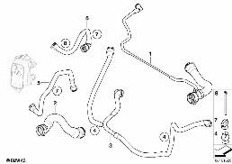 Chladicí systém-vedení vodních hadic diagram for BMW 5 Series E60 LCI 535xi