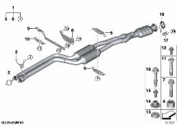 CATALYTIC CONVERTER/FRONT SILENCER diagram for BMW 3 Series E91 LCI 325i