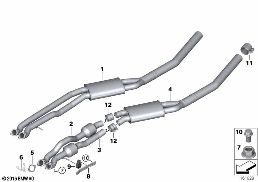 เครื่องฟอกไอเสีย/ตัวเก็บเสียงด้านหน้า diagram for BMW X5 E70 3.0si