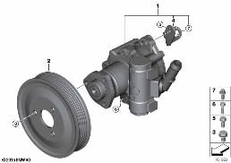 POWER STEERING PUMP diagram for BMW 5 Series E61 LCI 520d