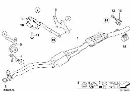 Katalysator/voorste uitlaatdemper diagram for BMW 5 Series E60 LCI 523i