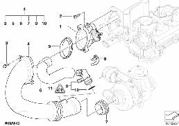 Przepływomierz powietrza diagram for BMW 5 Series E39 520d