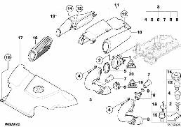MASS AIR FLOW SENSOR/INTAKE SILENCER diagram for BMW 3 Series E46 320Cd