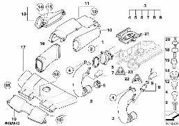 MASS AIR FLOW SENSOR/INTAKE SILENCER diagram for BMW 3 Series E91 320d