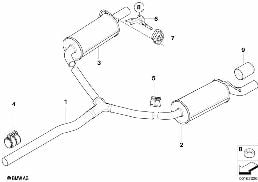Abgasanlage hinten diagram for BMW MINI Clubman R55 Coop.S JCW