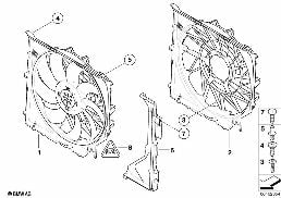 FAN HOUSING, MOUNTING PARTS diagram for BMW X3 E83 3.0d