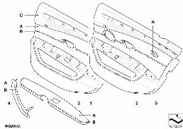 Indi. επένδ.πόρτας πλήρ.εξοπλ.δέρμ.πίσω diagram for BMW 5 Series E60 LCI 528xi