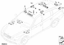 VARIOUS LAMPS diagram for BMW 5 Series E61 545i