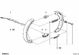 Φρένο στάθμευσης/σιαγόνες φρένου diagram for BMW 3 Series E36 328i