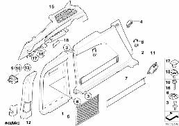 แผ่นปิดห้องเก็บสัมภาระ ด้านข้าง diagram for BMW X5 E70 3.0si
