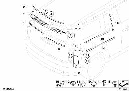 EXTERIOR TRIM / GRILL diagram for BMW MINI Clubman R55 LCI Cooper S