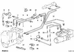 BRAKE PIPE FRONT ABS/ASC+T diagram for BMW 8 Series E31 850Ci