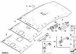 Pavillon / Poignée de maintien diagram for BMW 1 Series E87 LCI 120i
