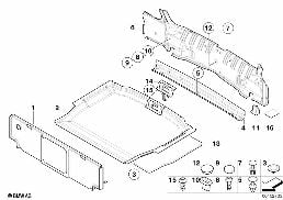 트림 패널,트렁크룸 diagram for BMW 3 Series E46 318Ci
