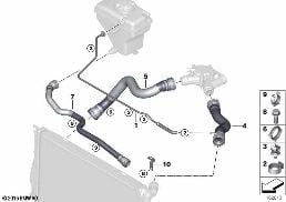 COOLING SYSTEM WATER HOSES diagram for BMW 3 Series E92 M3
