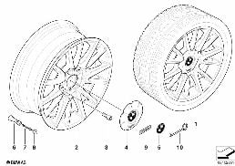 BMW LA WHEEL INDIVIDUAL W. V SPOKES 228 diagram for BMW 5 Series E60 525d