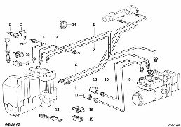 Трубопровод тормозн.привода Пд ABS/ASC+T diagram for BMW 7 Series E32 740iL