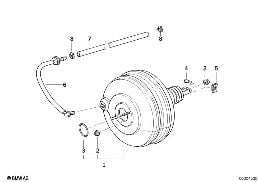 Вакуумный усилитель тормозов diagram for BMW 7 Series E32 740iL