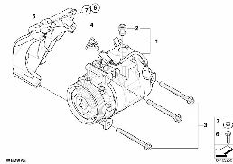 Συμπιεστής συστ.κλιματισ./πρόσθ.εξαρτήμ. diagram for BMW 5 Series E60 LCI 523i