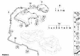 Serbatoio di compens./filtro carb.attivo diagram for BMW 7 Series E66 750Li