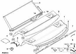 REAR WINDOW SHELF / SUN BLIND ELECTR. diagram for BMW 3 Series E90 320d