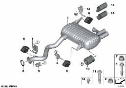 EXHAUST SYSTEM, REAR diagram for BMW 3 Series E91 LCI 325i