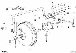 Servofreno, depressione diagram for BMW 5 Series E34 M5 3.8