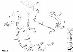 Σύστημα ψύξης-οδηγός εύκαμπτ.σωλήν.νερού diagram for BMW 5 Series E61 LCI 520i