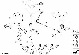 Σύστημα ψύξης-οδηγός εύκαμπτ.σωλήν.νερού diagram for BMW 5 Series E61 LCI 520i