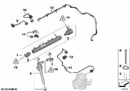 Hochdruckspeicher/Injektor/Leitung diagram for BMW 3 Series F30 318d