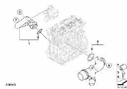 Prowadzenie węży wody ukł. chłodn. diagram for BMW 3 Series E90 318i