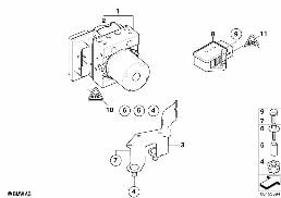 HYDRO UNIT DSC/CONTROL UNIT/FASTENING diagram for BMW 5 Series E61 525i
