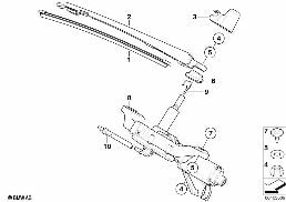 SINGLE PARTS FOR REAR WINDOW WIPER diagram for BMW 1 Series E87 LCI 118d