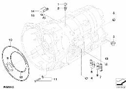 GA6HP19Z hus med monteringsdetaljer diagram for BMW 5 Series E60 525i