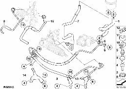 パワー ステアリング オイル ライン diagram for BMW X3 E83 LCI 2.0d