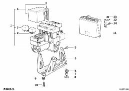 Système d'antiblocage ASC+T/Boîtier cde diagram for BMW 5 Series E34 525i