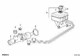 Главный тормозной цилиндр/бачок diagram for BMW 7 Series E32 740iL
