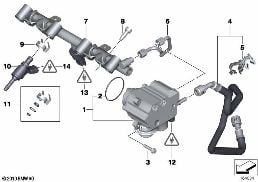 Hochdruckpumpe/Leitungen/Injektor diagram for BMW MINI Clubman R55 Coop.S JCW