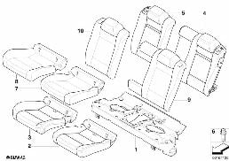 Набивка и обивка задн.сид.,люк в спинке diagram for BMW X6 E71 50iX