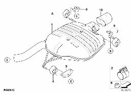 Σύστημα εξαγωγής καυσαερίων πίσω diagram for BMW 5 Series E61 LCI 520i
