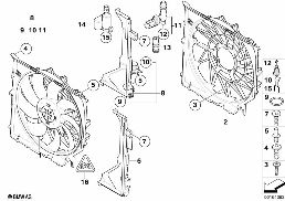 FAN HOUSING, MOUNTING PARTS diagram for BMW X3 E83 LCI 1.8d