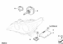 HEADLIGHT, ELECTRONIC PARTS, XENON LIGHT diagram for BMW 5 Series E60 LCI 523i