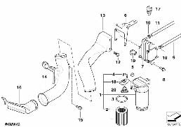 燃油滤清器/燃油冷却 diagram for BMW 5 Series E39 530d