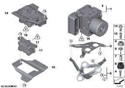 HYDRO UNIT DSC/FASTENING/SENSORS diagram for BMW 3 Series E93 LCI 330d