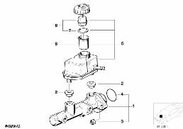BRAKE MASTER CYLINDER/EXPANSION TANK diagram for BMW 7 Series E32 730i