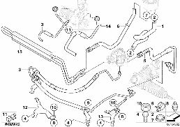 パワー ステアリング オイル ライン diagram for BMW X3 E83 LCI 2.0d